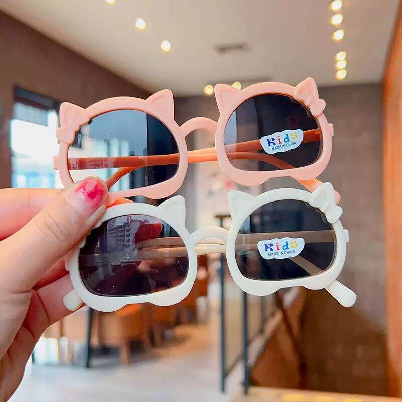 2023 Girls Boys Animal Ears Cat Eye Children Polarized Outdoor Sun Glass Lovely Vintage Kids Protection Sunglasses H260130