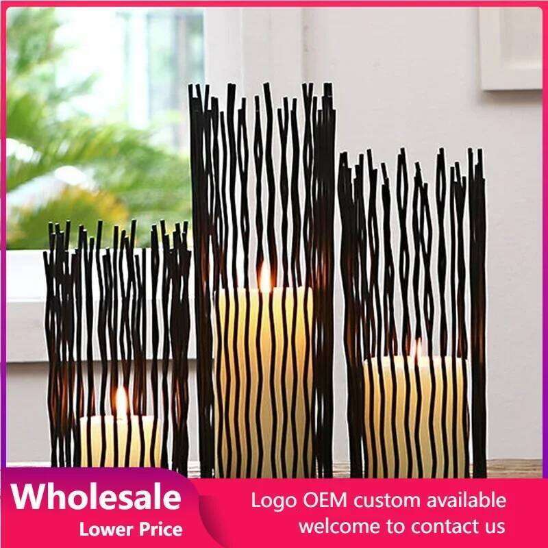 decoration Iron Stand Black Candle Holder Romantic Wedding Decoration Candlestick Dinner Candelabrum Candelabra Y260131