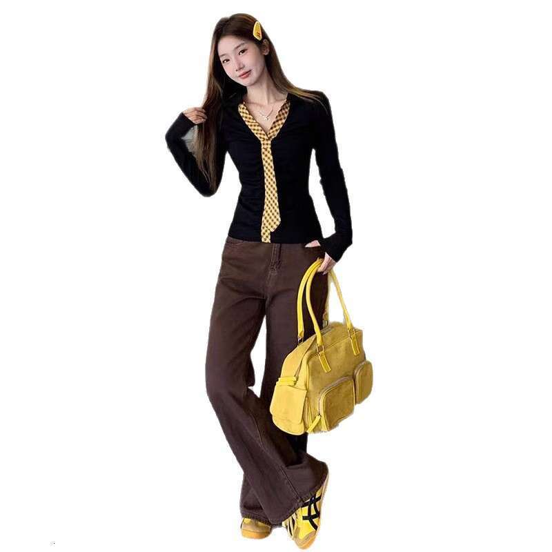 Black Polo Collar Inner Layer Base Shirt For Women Autumn Korean Style Slim Fit Slimming Design Long Sleeve T-Shirt Top