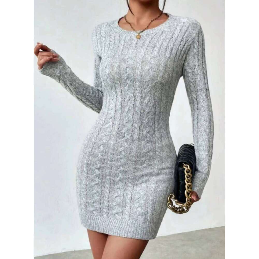 Spice Girl niche temperament knit crew neck dress Women's new autumn and winter slim base with short skirt XJ260131