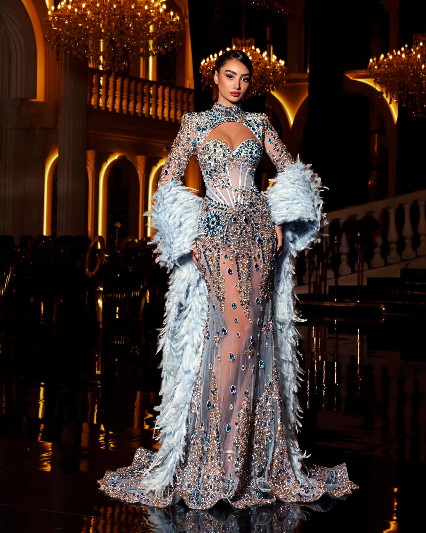 Luxury Evening Dresses Crystal Beading Strapless Prom Dress Jacket Feather Shawl See Through Mermaid Party Gowns Vestidos De Noche Plus Size