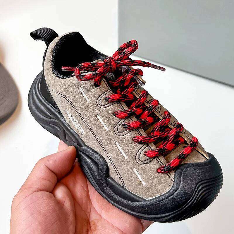 Children's Casual Sneakers 1-18 Years Old Leather Boys Girls Single Four Seasons Khaki Soft Non-slip Kids Outdoor Shoes Y260128