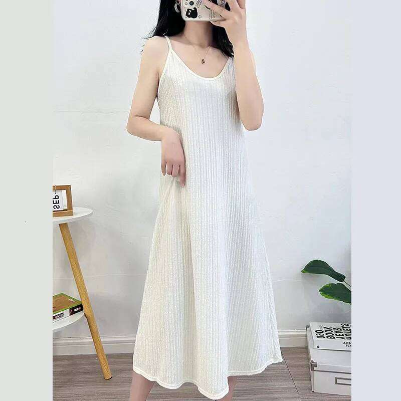 Women's Summer Spaghetti Strap Dress Solid Color Casual Loose Maxi Beach Sundress Female Sexy Sleeveless Backless Long Dresses XJ260131