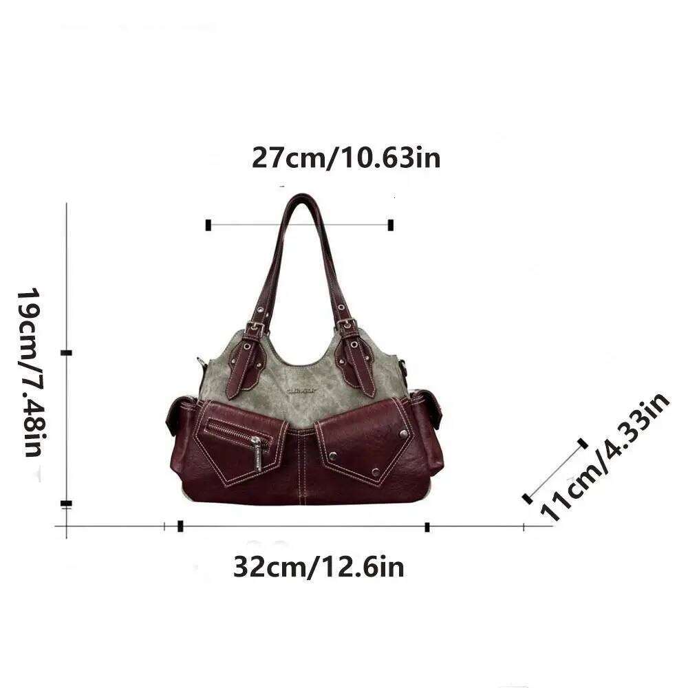 PU Women's Shoulder with Denim Patchwork Large Capacity Crossbody Bag Casual Design Crossed Color Armpit Handbag XJ260130