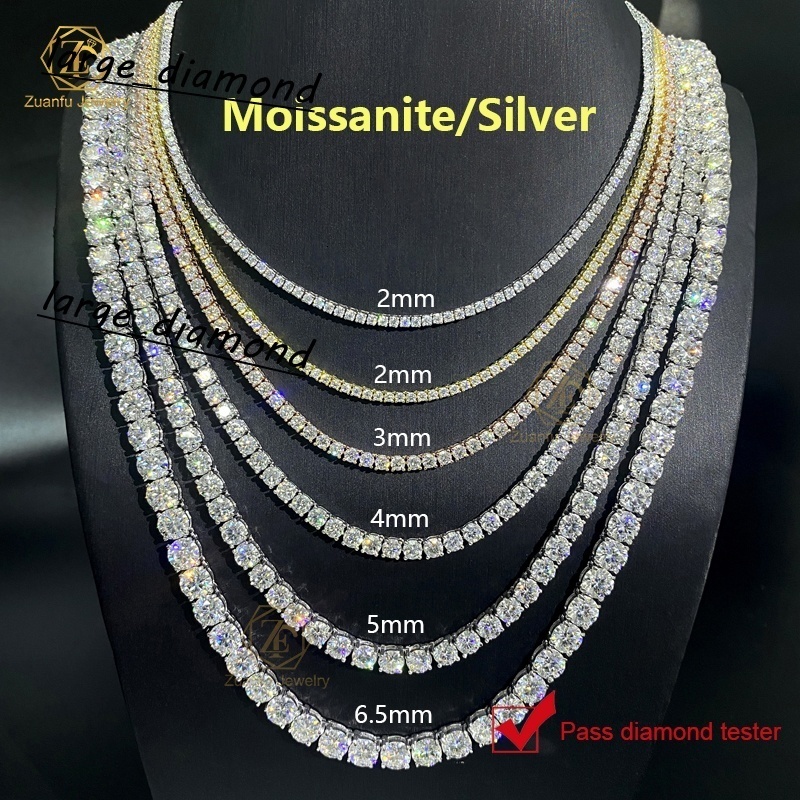 Cheapest Price Hip Hop 925 Silver Gra VVS Moissanite Diamond Tennis Chain 3MM 4MM 5MM Necklace Bracelet Men Women Hiphop Jewelry