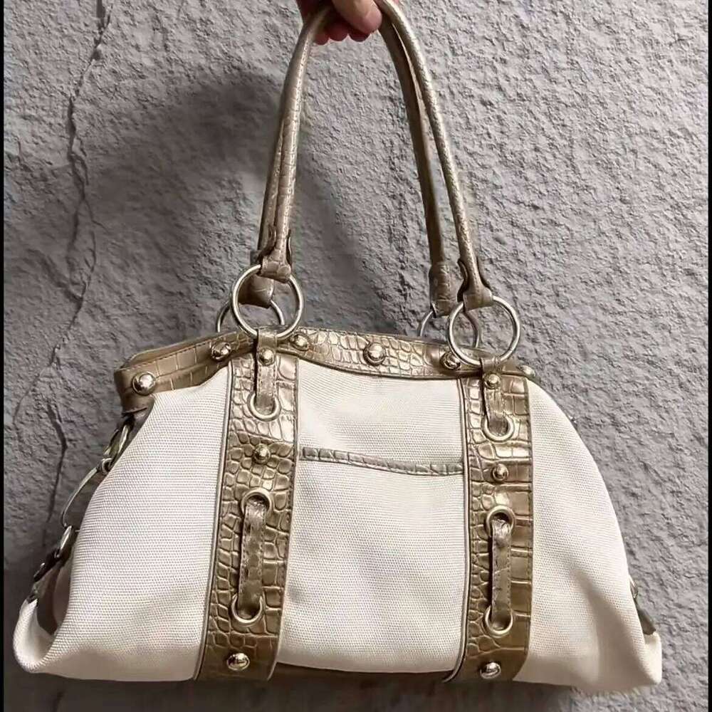 Hot Girl Retro High End Handbag Women Patchwork Large Capacity Shoulder Ladies Y2K Aesthetics Harajuku Underarm Tote Bag New H260131