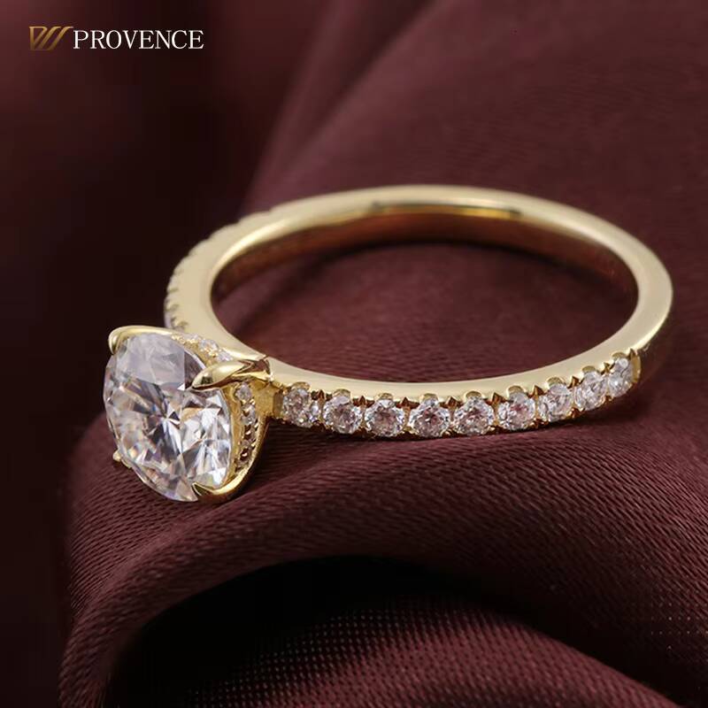 Minimalist Design Silver 925 Rings Gold Plate Round Moissanite Engagement Ring for Women Luxury Party Rings Jewelry