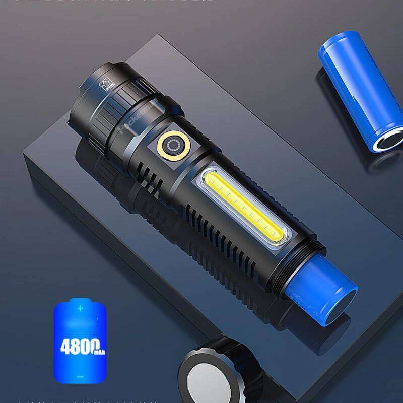 POCKETMAN XHP70 LED Flashlight USB Rechargeable Flashlights Zoomable Waterproof Torch with COB Side Light H260131