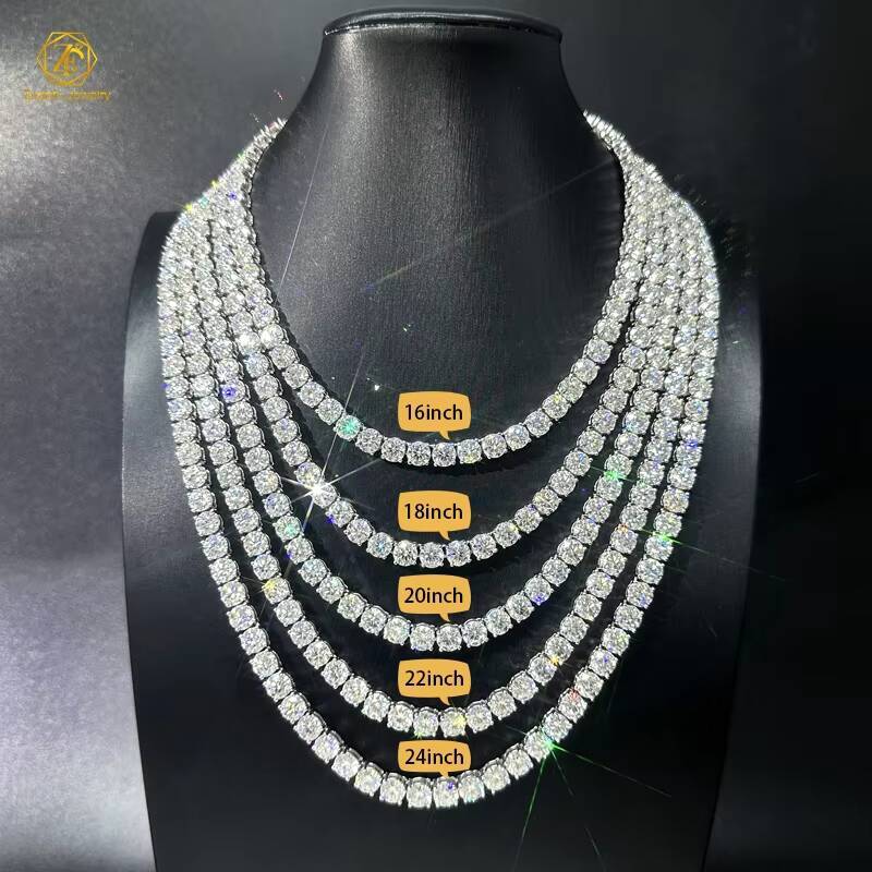 Wholesale Tennis Chain Plata Oro 925 Moissanite 2MM 3MM 4MM 5MM 65MM 16 Inches to 24 Inches Tennis Link Chain