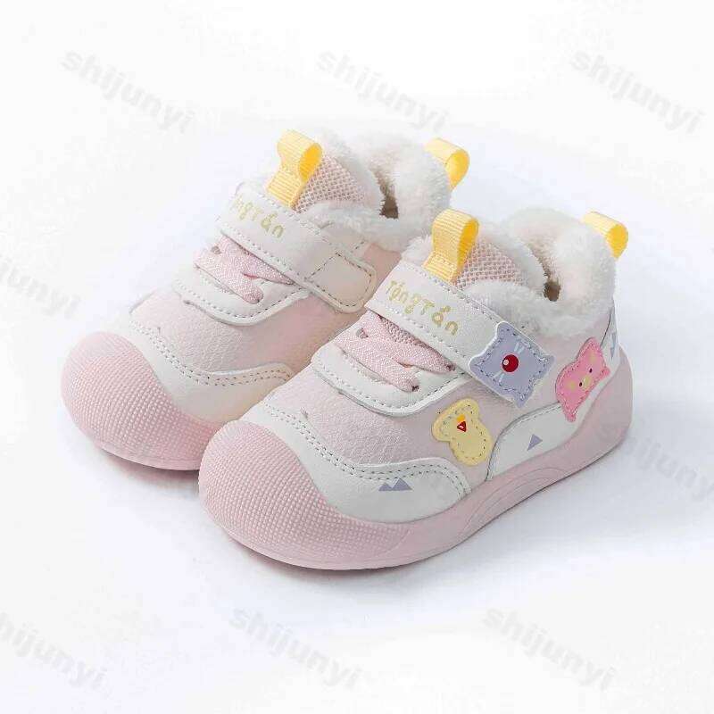 Baby Casual Sneakers Winter New Cute Cartoon Boys Girls Plush Warm Toddler PU Leather Shoes Fashion Non-slip Kids Walking Shoe Y260128