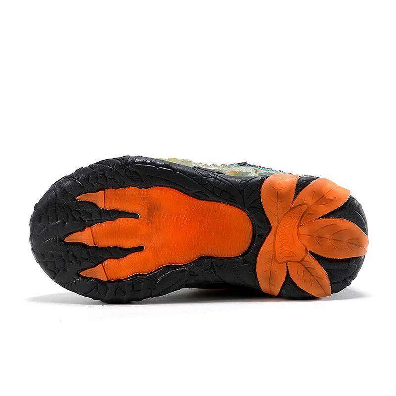 Children's Dinosaur Flash Shoes Autumn Winter for Boys New Genuine Leather Little Kids LED Light Up Casual Glowing Sneakers Y260128