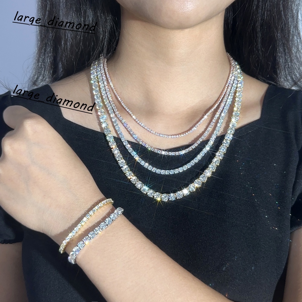 Pass Diamond Tester Womens Moissanite Necklace 2mm 3mm 4mm 5mm 65mm Mens Necklace Moissanite Fine Chains Link Bracelets