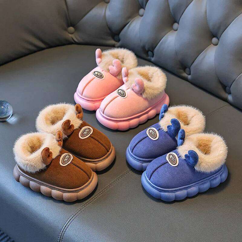 Children Winter Fashion Cartoon Soft Soled Warm Non-slip Girls Home Outdoor Boys Thick-soled Wool Cotton Shoes Y260128