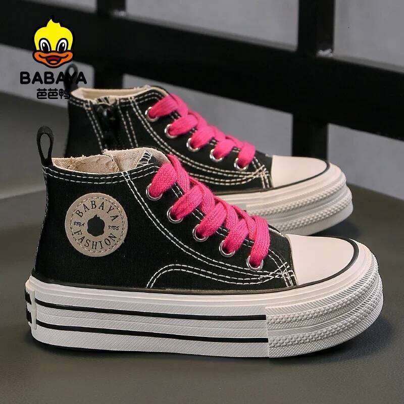 Babaya 2025 Autumn New High Top Children's Canvas Girls Boys Breathable Cloth Shoes Kids Sneaker Spring Lacing Y260128