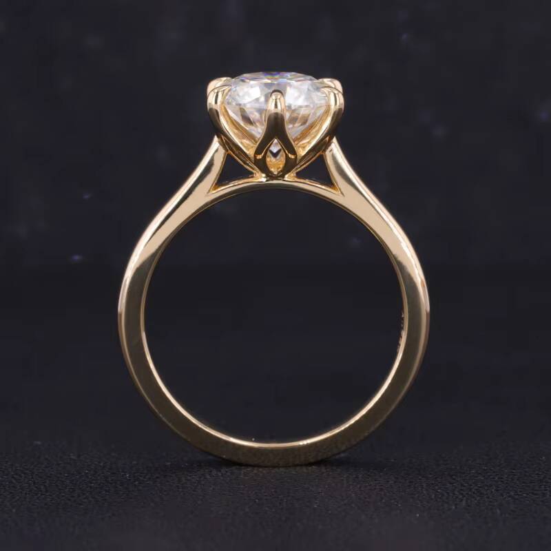 Starsgem 18k Yellow Solid Gold Jewelry D Vvs Moissanite Diamond 85mm Round Brilliant Cut Round Moissanite Ring