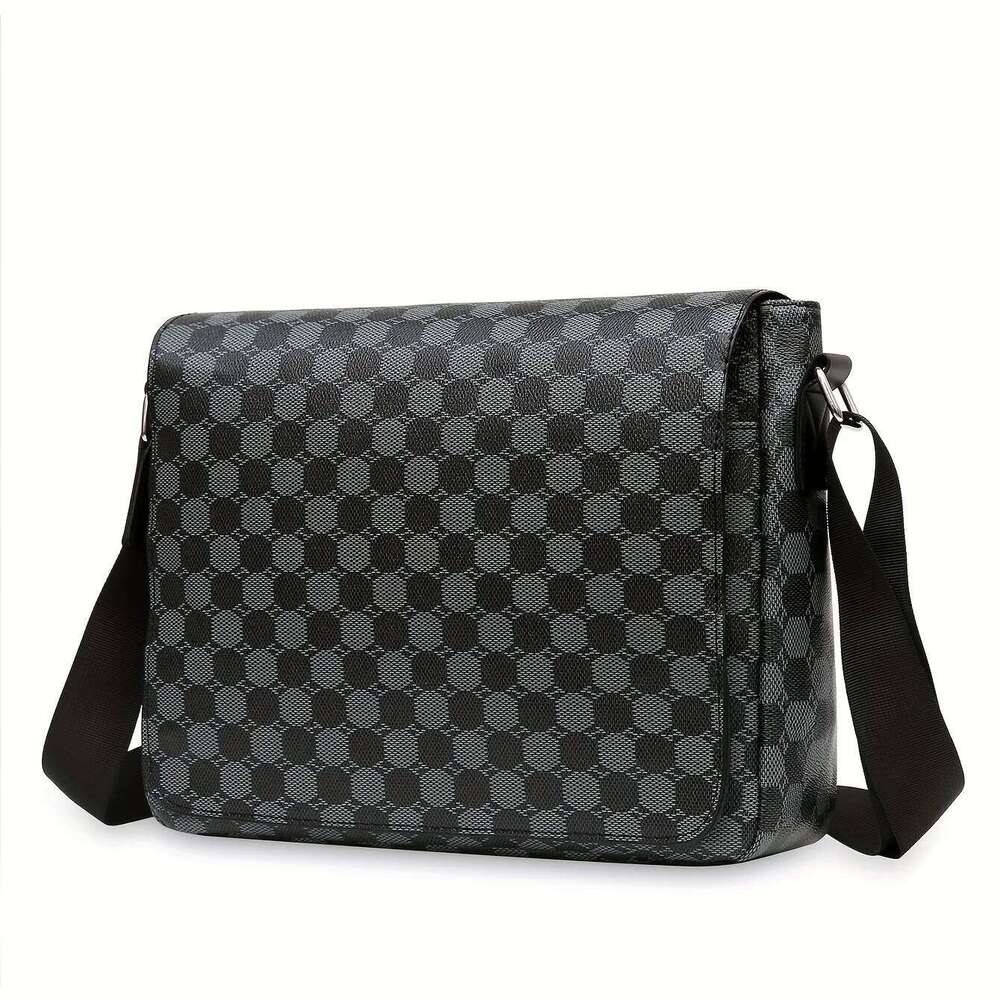 Men's casual flip-top checked shoulder bag - suitable for daily commuting