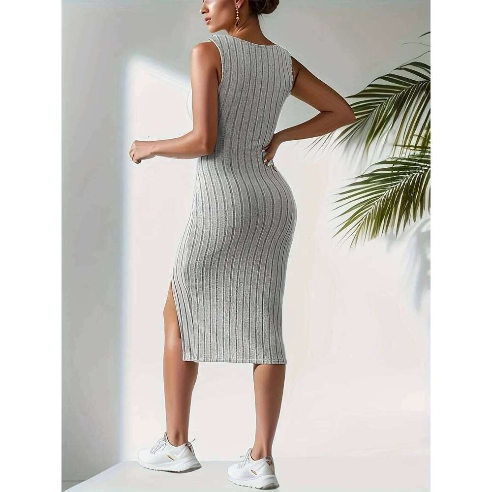 Summer New Suspender Dress Short Side Slit Square Neck Sexy Skirt XJ260131