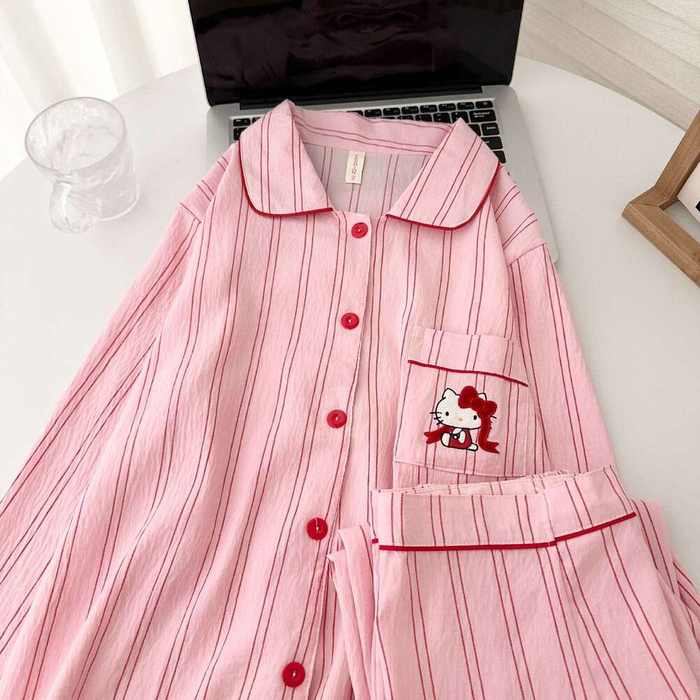 Cloud Cotton Pajamas Women, Spring And Autumn New Cute Striped Cartoon Long Sleeve Princess Style Homewear Set, Suitable For Outerwear