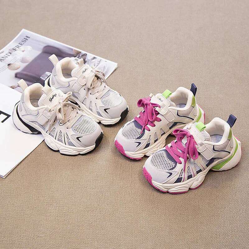 Spring and Autumn Children Sports Unisex Kids Sneakers Mesh Upper Breathable Basketball Shoes Tennis Casual Flats Footwear Y260128