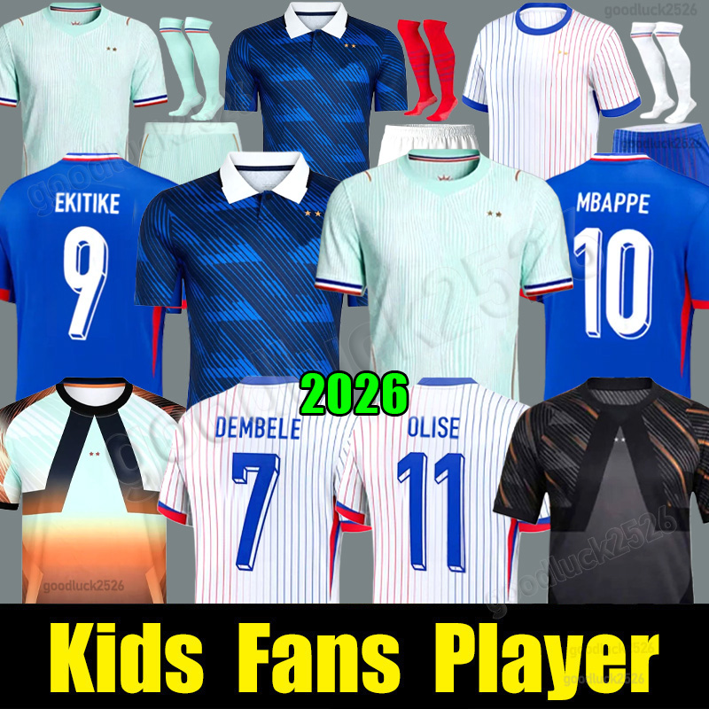 2026 World Cup french soccer jerseys MBAPPE 26 27 francia THAUVIN BARCOLA OLISE EKITIKE KANTE Maillot de foot enfants Football shirts equipement de foot Men kids kit