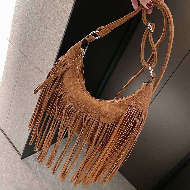 Autumn Winter Deerskin Velvet Tassel Shoulder Vintage Large Capacity Crossbody Bag Fashion Messenger Handbag Purse bolsa XJ260131