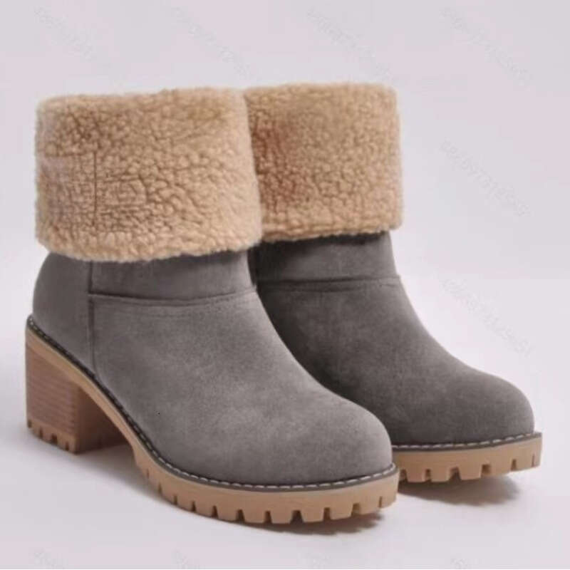 new boot designer women snow boots designer heels new autumn winter mid calf thick heel womens shoes fleece orange red gray light brown black cotton s