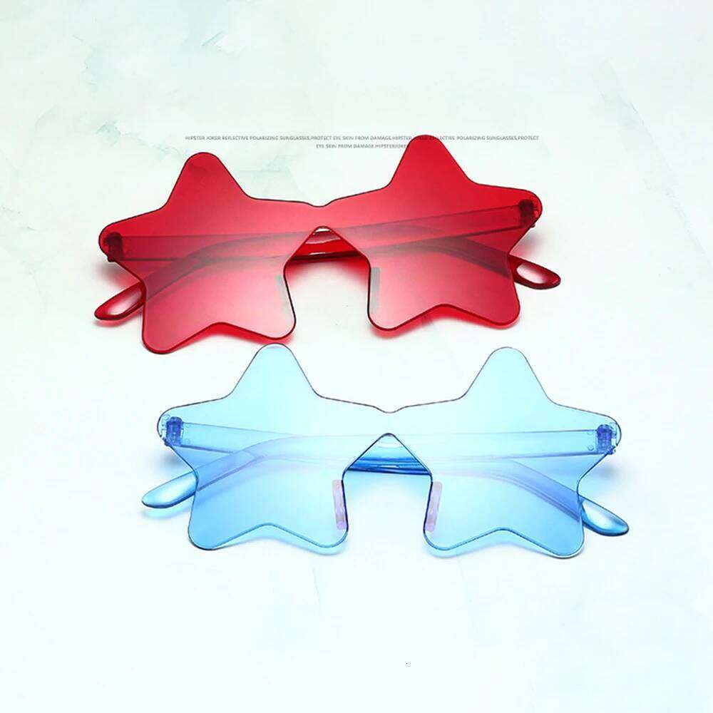 1Pc Frameless Star Shaped Solid Color Cosplay Eyewear Cool Disco Glasses For Women Men Fashion Pentagram Sunglasses H260130