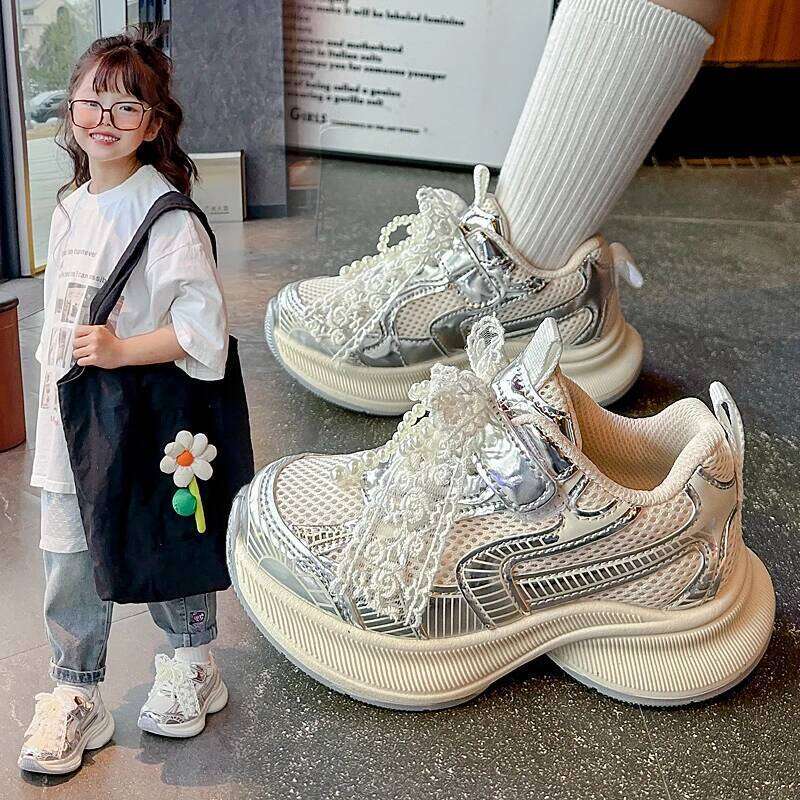 Sports Spring Autumn Pink Breathable Girls Casual 3-18 Years Old Beige Soft Non-slip Children's Single Shoes Y260128