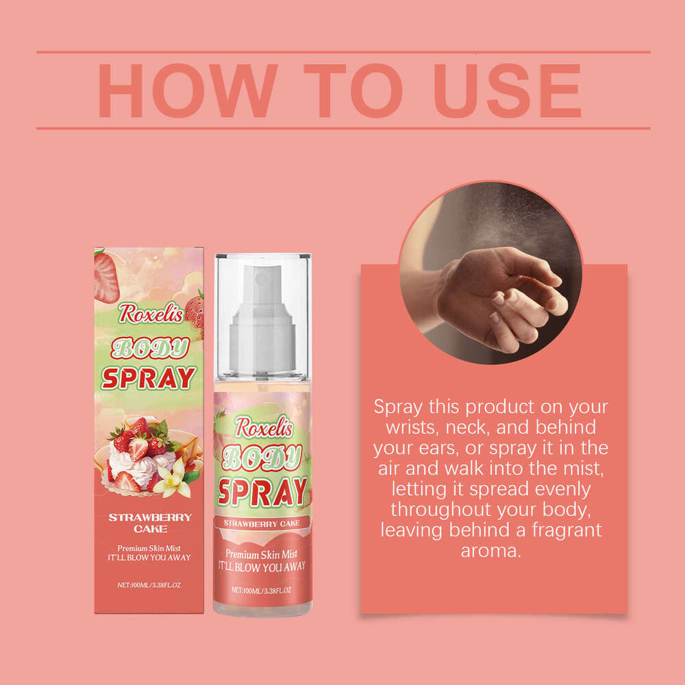 Roxelis Strawberry Cake Body Fragrance Fresh Scent Gentle Long-lasting Multi-layer Elegant Perfume Spray S260131