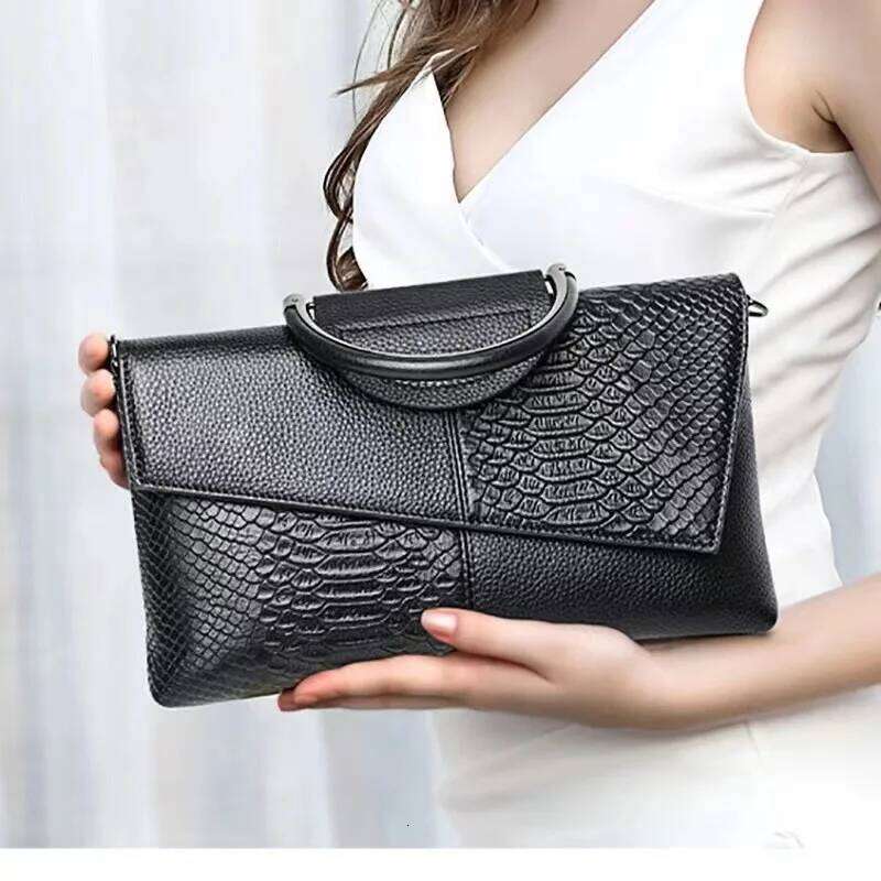 Fashion Temperament Convenient Pure Color Simple Ladies Business Bag Crossbody Handbag Crocodile Texture Snake Print