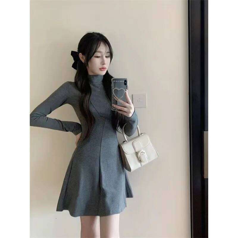 Half Turtleneck Waisted Inner Dress Women's Coat Spring Autumn Bottoming Short Skirt XJ260131