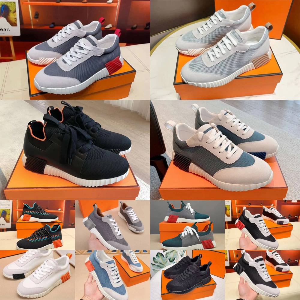 Designer Bouncing H Logo Brand Sneakers Men Women Black White Blue Orange Suede Sports Casual Shoes Luxury Breathable Mesh Bounce Non-Slip Rubber Sole Train Trainers