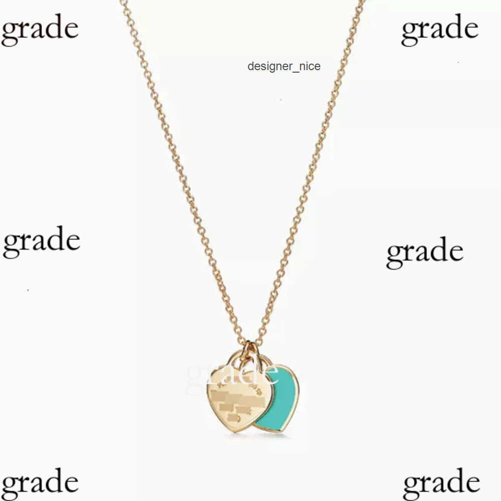 tiffamy and co necklace designer classic bracelet s925 sterling silver double plate pendant with drip glue diamond plated heart set fa tiffanies and tiffanyx co AMK3