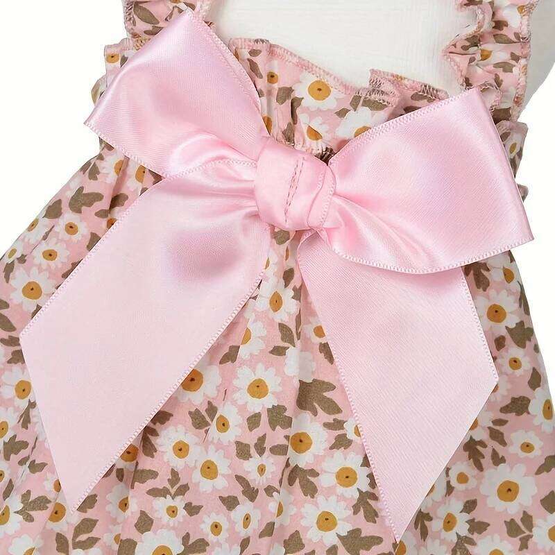 New spring and summer small wrinkled chrysanthemum strap cotton princess dress pet elastic dog clothes lady skirt H260130