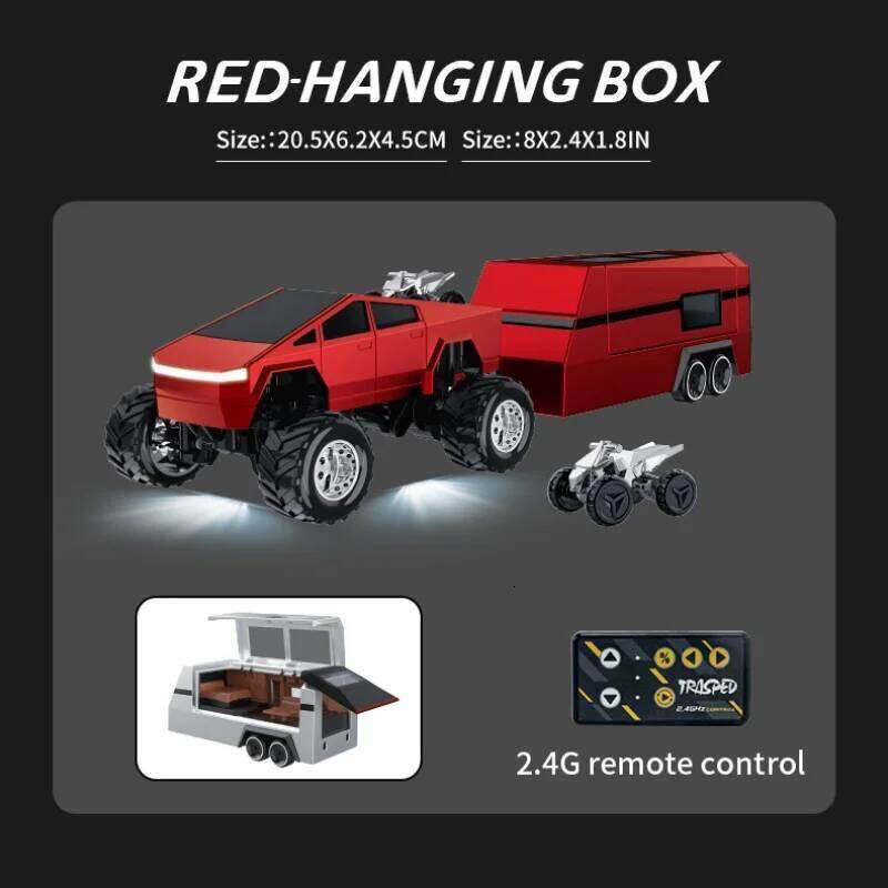 1:64 Remote With Trailer Mobile Gravity-Sensing Control MINI Alloy Cybertruck Pickup Model Car Toy for Boy Gift Y260131