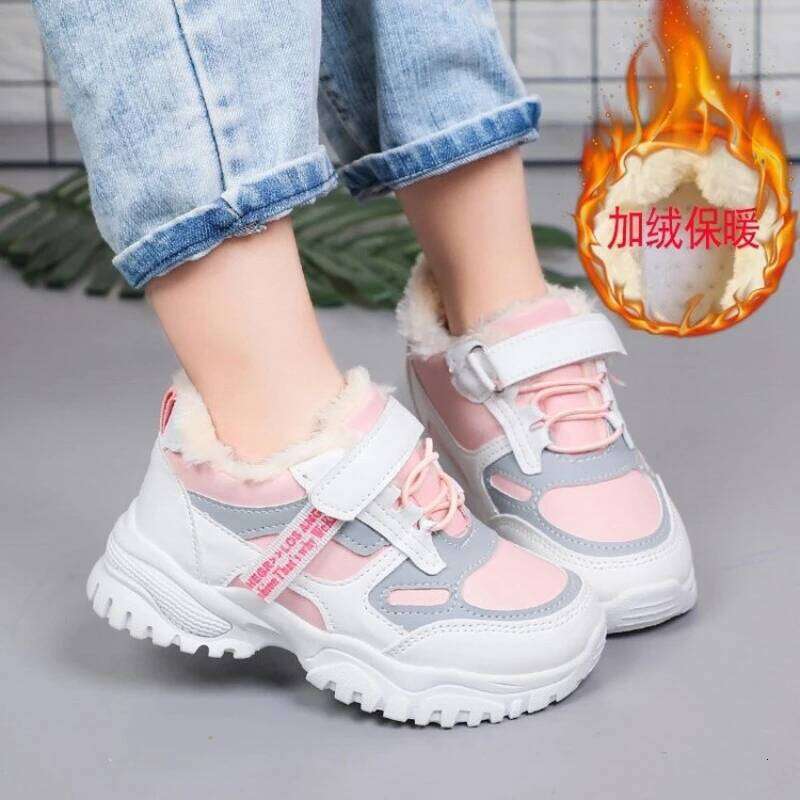 Winter Kid Casual Sneakers Boy Girl Running Sports Slip Resistant Toddler Baby Warm Cotton Shoes Fashion Children Footwear Y260128