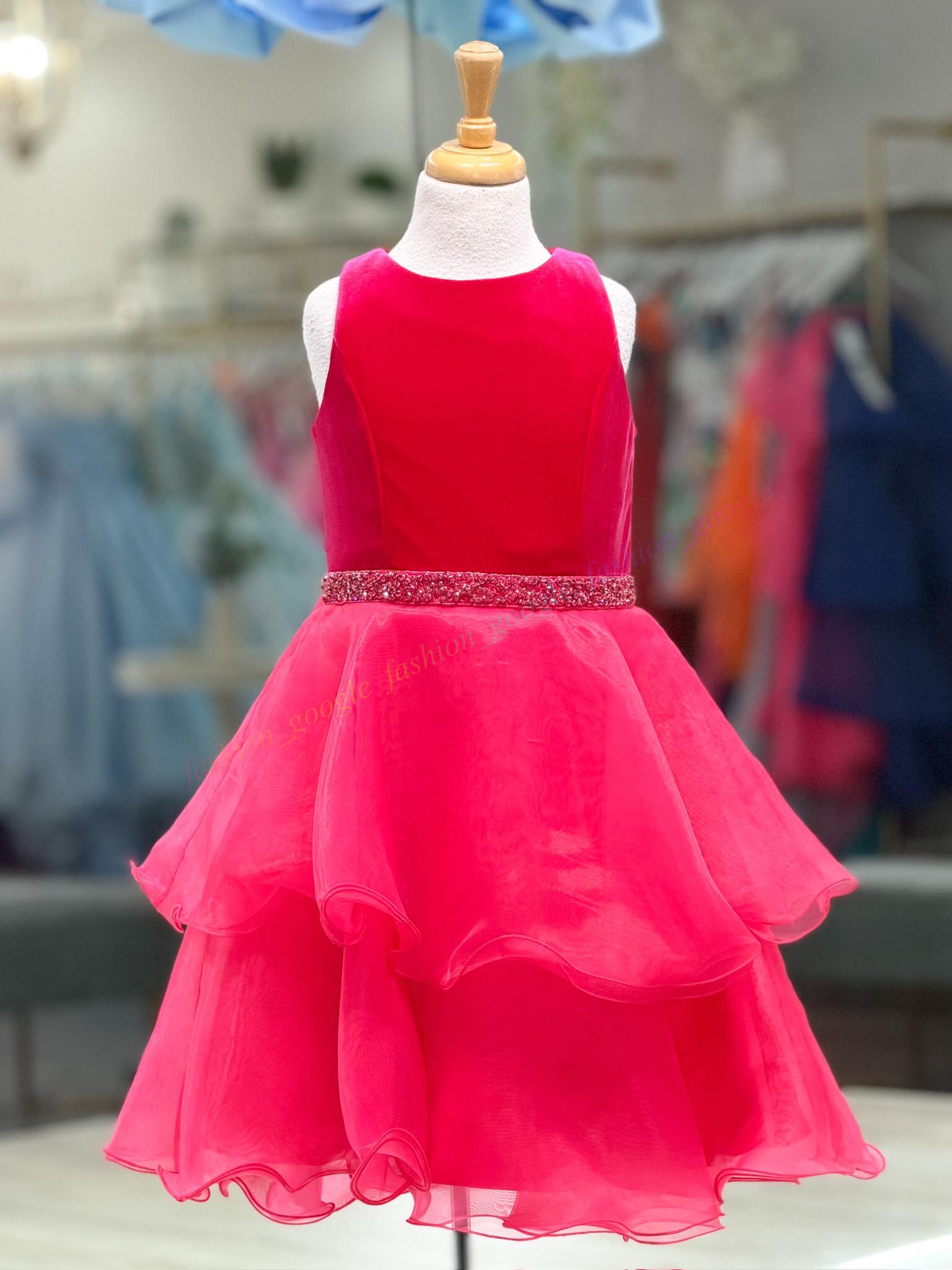 Baby Kid Pageant Showstopper Dress 2026 Magenta Short Cocktail Party Gown Flower Girl Toddler Infant Little Miss Interview Fun Fashion Runway Black/Ho
