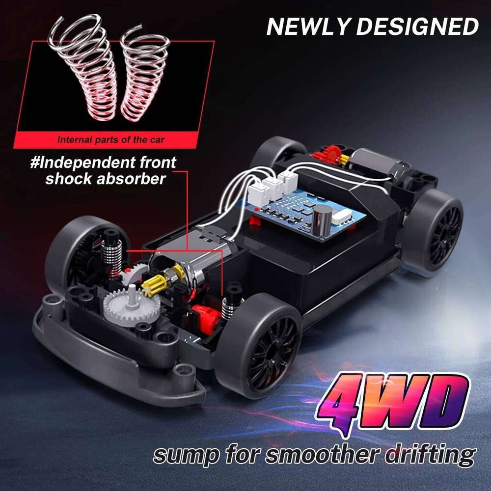 New Drift 1:24 Remote Control 20KM/H 4WD High Speed RC Car with LED Lights Extra Drifting Tires Vehicle for Adult Kid Y260131
