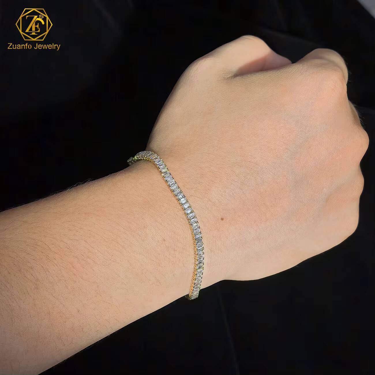 High Quality Custom-made 10K 14K Gold Bracelets Bangles 23mm 46mm 57mm Hip Hop Tennis Link Chain Iced VVS Lab Grown Diamond