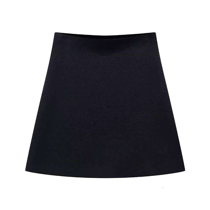 Willshela Women Fashion Solid Knitted A-Line Mini Skirt Vintage High Elastic Waist Female Chic Lady Skirts XJ260131