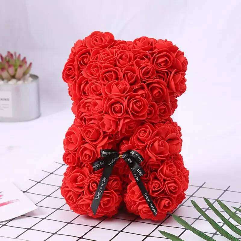 Gifts Women Flower Bear Hand Made Rose Teddy Bea for Valentines Mothers Day Wedding Anniversary Bridal Showers Y260131