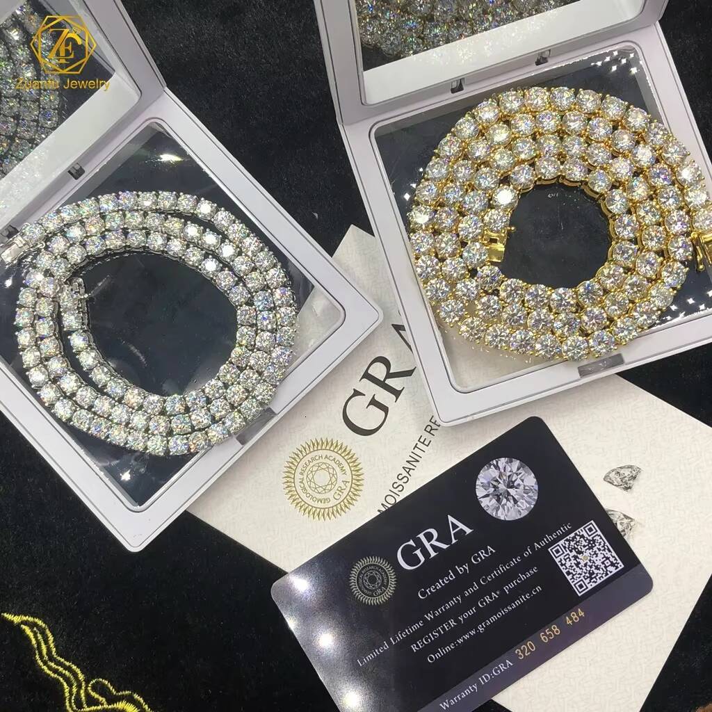 REAL 2mm 3mm 4mm 5mm 65mm MOISSANITE Tennis Chain Necklace VVS D Color Passes Diamond Tester Tennis Chain Moissanite Chain