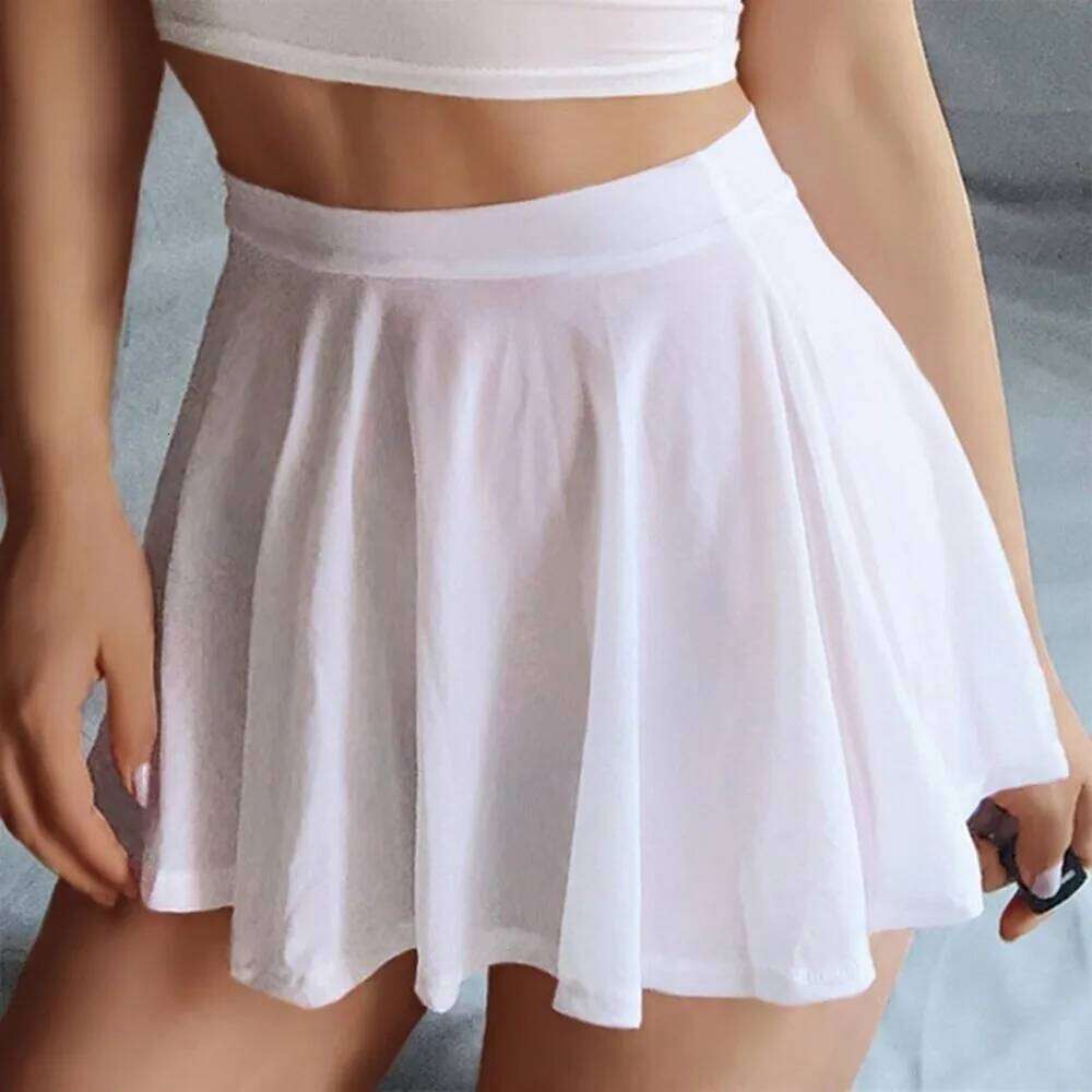 Women Sexy Pleated See Through A-Line High Waisted Costume Lingerie Sheer Skirts Casual Thin Simple Women's Mini Skirt XJ260131