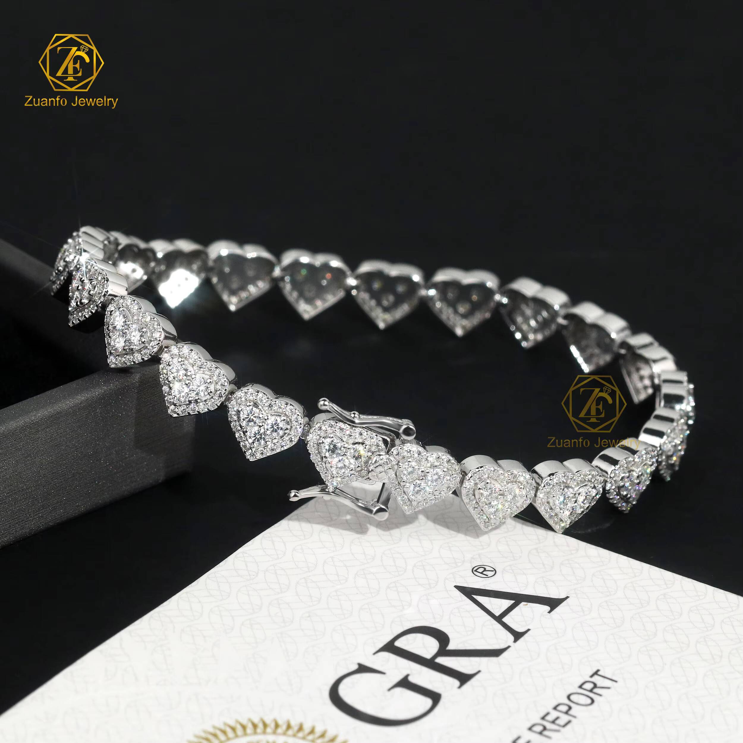 2025 NEW High Quality D VVS1 Moissanite Cross and Heart Cuban Link Bracelet for Men New Arrivals Hip Hop Style