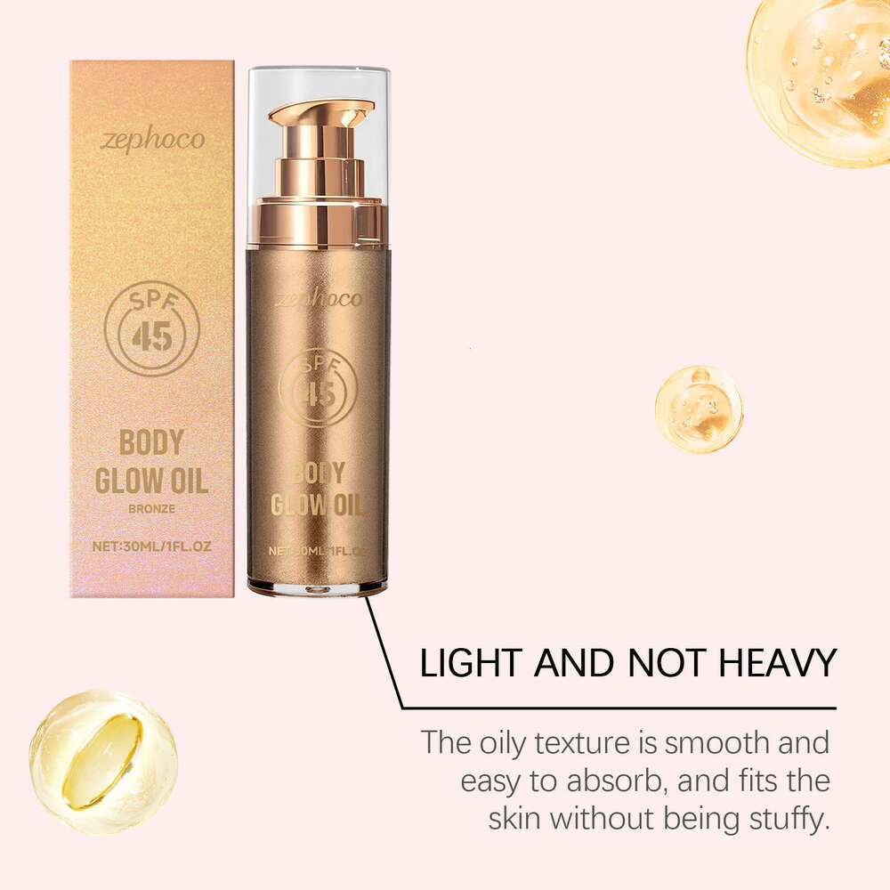 Zephoco Bronze Protective Body Oil Coconut Scent Summer Protection Refreshing Radiant Fine Shimmer S260131