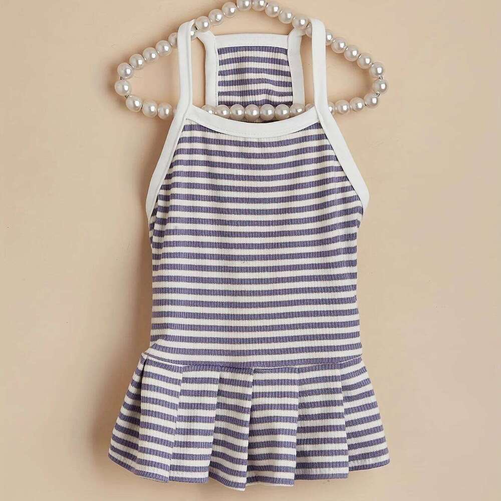 Striped Pet Dress Clothes with Ruffled Hem Summer Princess Girl Dresses Costume for Cats & Small Medium Dogs Puppy Daily Party H260129