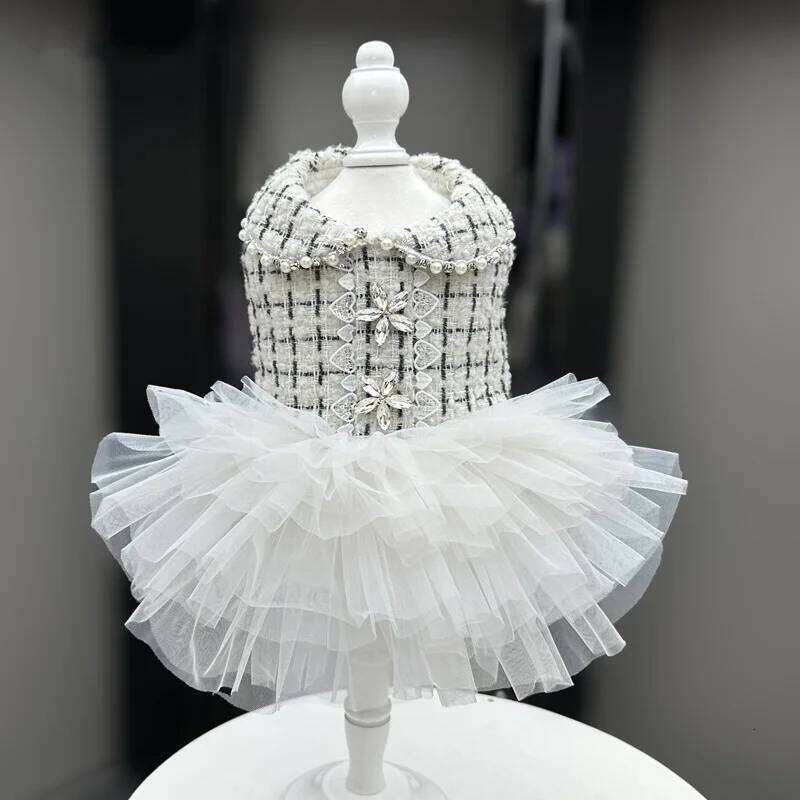 lace Pet formal dress Tulle Flared Tutu Skirt dog Birthday Party Dress & Holiday Gown pet clothes H260129