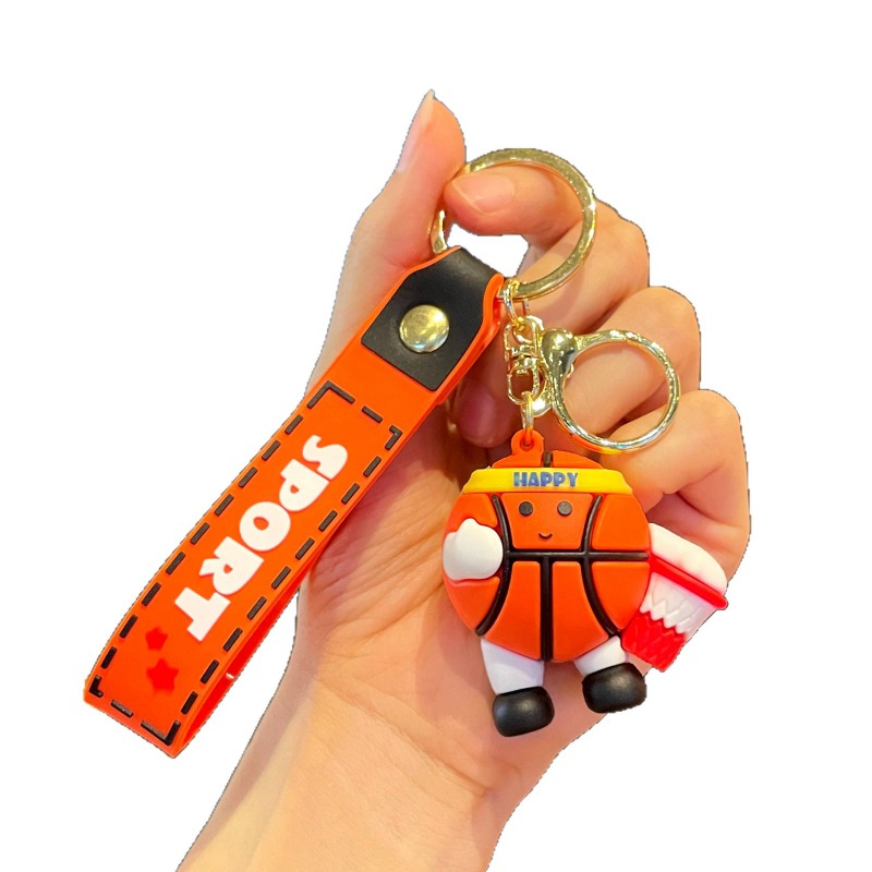 Bag Cartoon Keychain Charm Cute Sports Ball birthday gift Keychain Badminton Tennis Soccer Doll Purse Pendant Creative Game Souvenir Gift for Sports L