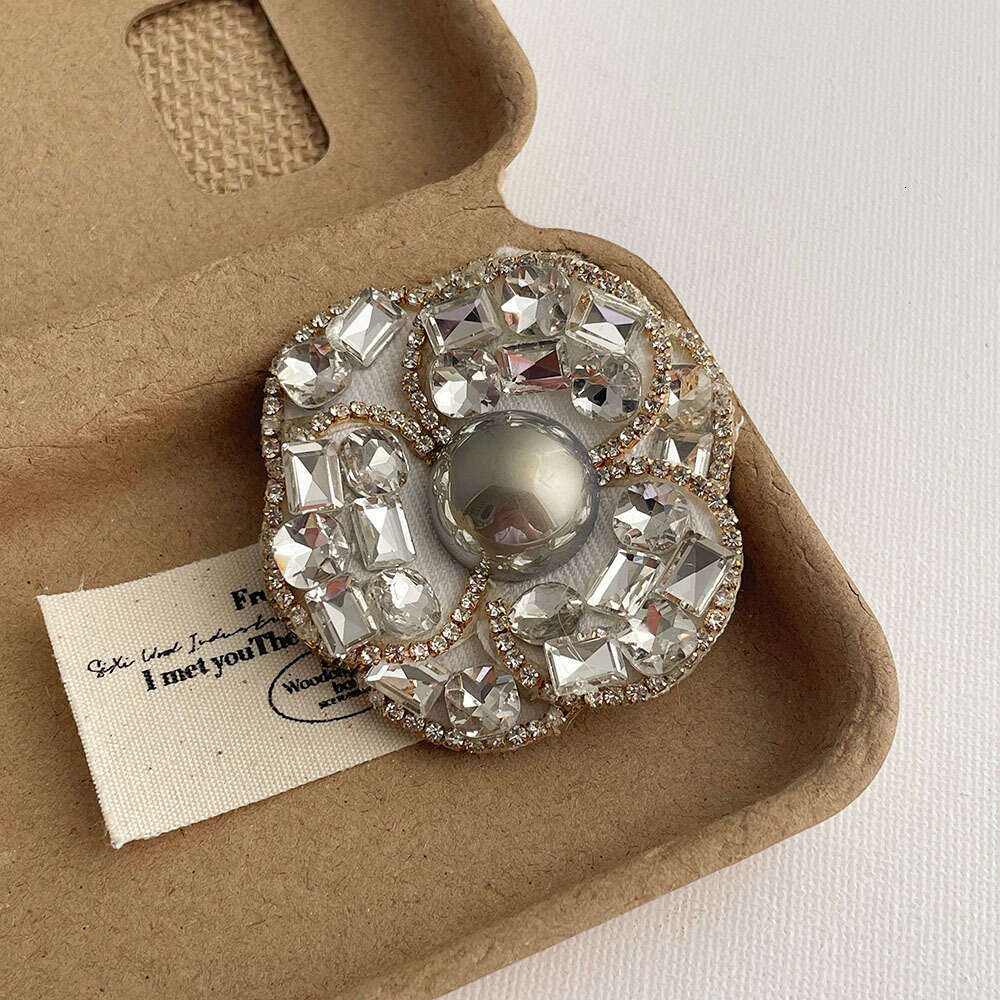 Korean Dongdaemun Same Style Fabric Camellia Flower High-end Pearl Pin Brooch Anti-exposure Accessory