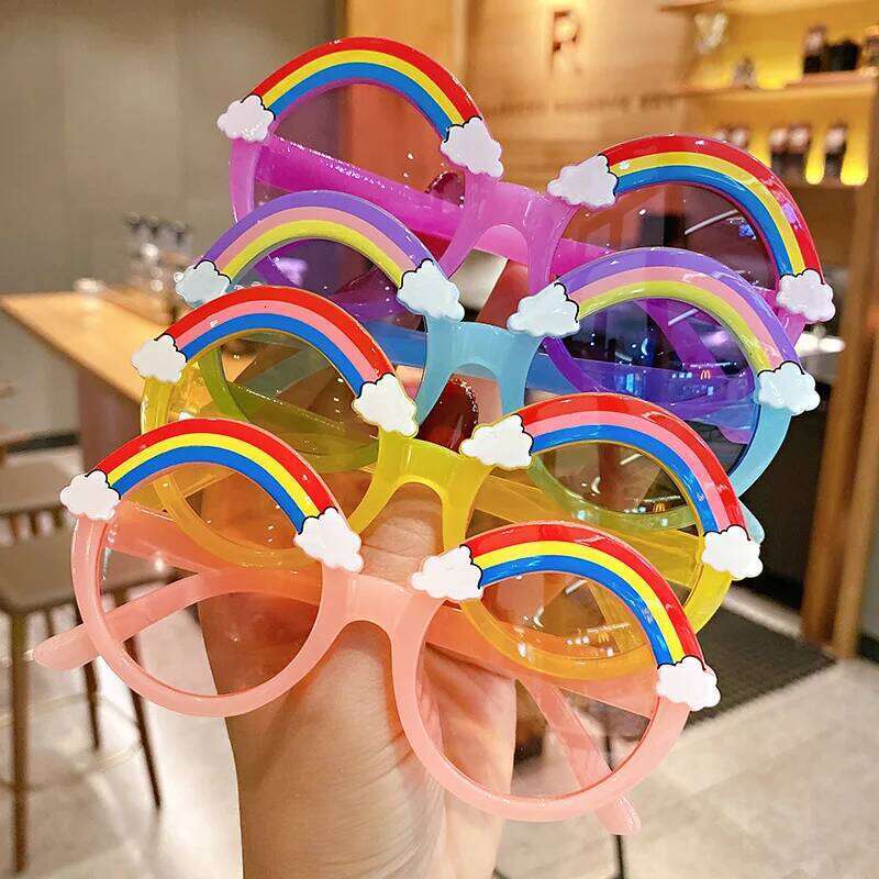 New Children Sunglasses Girls Decorate Rainbow Fashion Sun Glasses Cute Baby Outdoor Sunshade Eyewear UV400 Gafas De Sol H260130